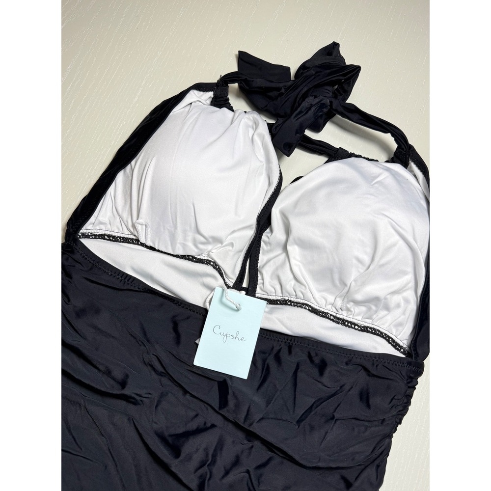 CUPSHE Keep Secrets Black Halter One-Piece Swimsuit | NWT - SIZE M - Picture 8 of 11